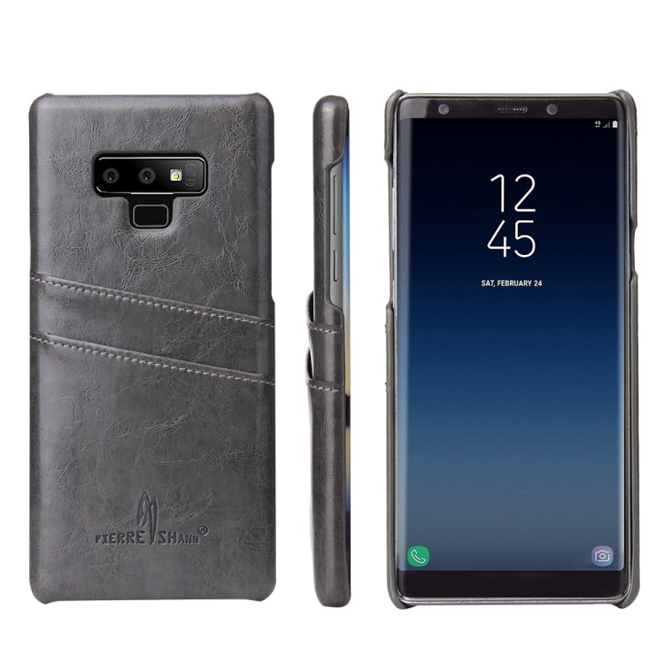 Fierre Shann Retro Oil Wax Texture PU Leather Case for Galaxy Note9, with Card Slots