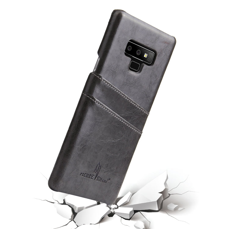 Fierre Shann Retro Oil Wax Texture PU Leather Case for Galaxy Note9, with Card Slots