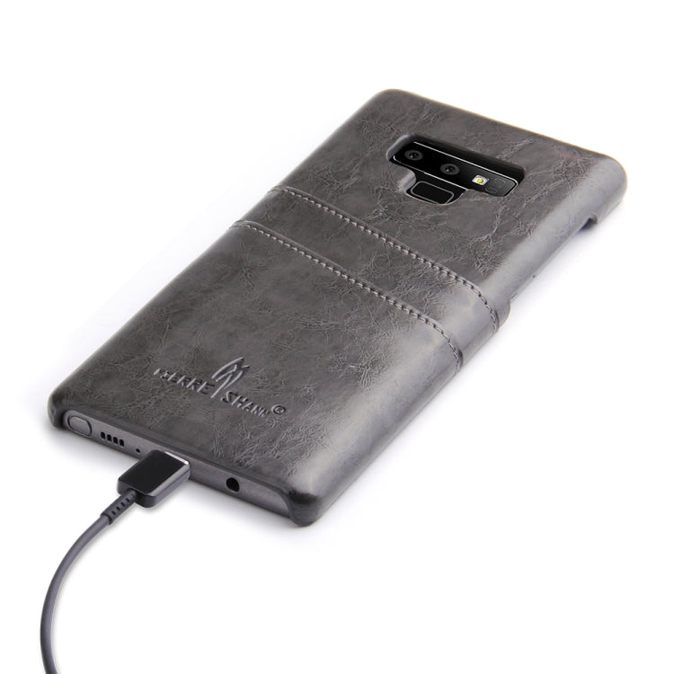 Fierre Shann Retro Oil Wax Texture PU Leather Case for Galaxy Note9, with Card Slots