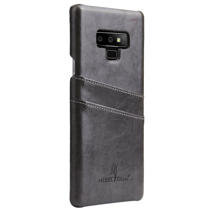 Fierre Shann Retro Oil Wax Texture PU Leather Case for Galaxy Note9, with Card Slots