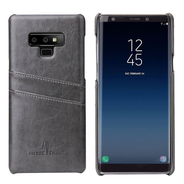Fierre Shann Retro Oil Wax Texture PU Leather Case for Galaxy Note9, with Card Slots