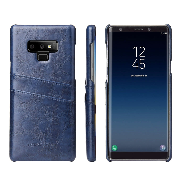 Fierre Shann Retro Oil Wax Texture PU Leather Case for Galaxy Note9, with Card Slots
