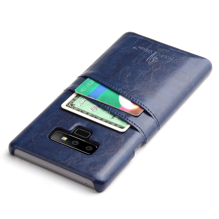 Fierre Shann Retro Oil Wax Texture PU Leather Case for Galaxy Note9, with Card Slots
