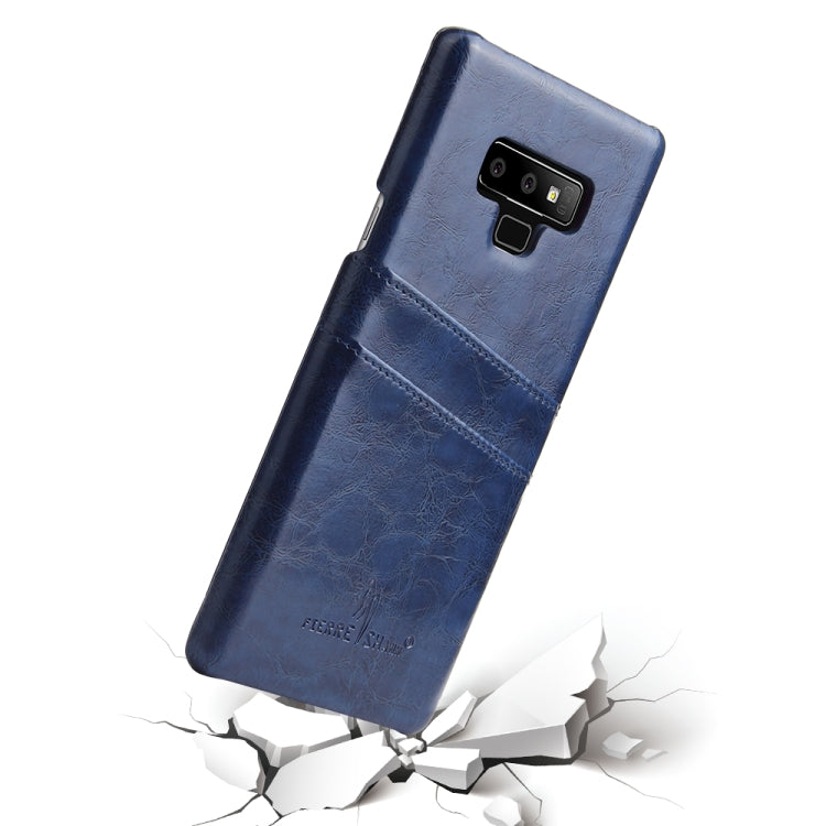Fierre Shann Retro Oil Wax Texture PU Leather Case for Galaxy Note9, with Card Slots