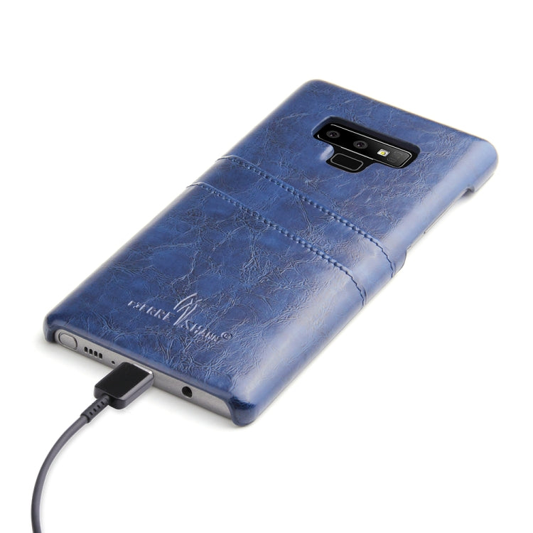 Fierre Shann Retro Oil Wax Texture PU Leather Case for Galaxy Note9, with Card Slots