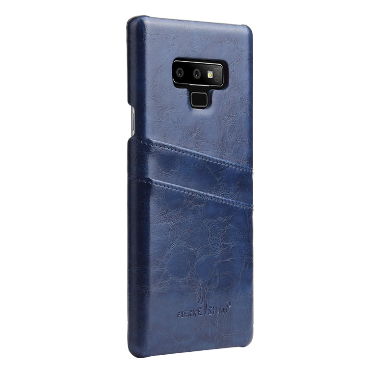Fierre Shann Retro Oil Wax Texture PU Leather Case for Galaxy Note9, with Card Slots