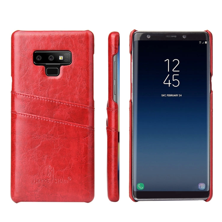Fierre Shann Retro Oil Wax Texture PU Leather Case for Galaxy Note9, with Card Slots