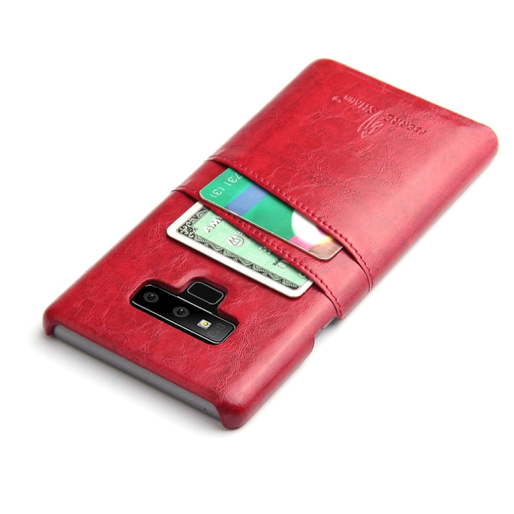 Fierre Shann Retro Oil Wax Texture PU Leather Case for Galaxy Note9, with Card Slots