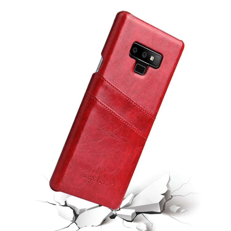 Fierre Shann Retro Oil Wax Texture PU Leather Case for Galaxy Note9, with Card Slots