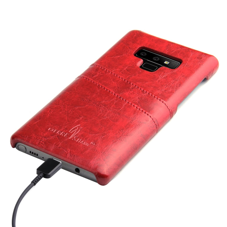 Fierre Shann Retro Oil Wax Texture PU Leather Case for Galaxy Note9, with Card Slots