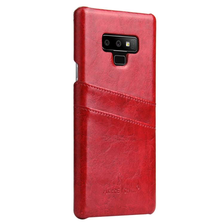 Fierre Shann Retro Oil Wax Texture PU Leather Case for Galaxy Note9, with Card Slots