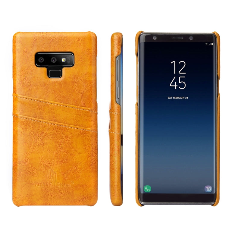 Fierre Shann Retro Oil Wax Texture PU Leather Case for Galaxy Note9, with Card Slots