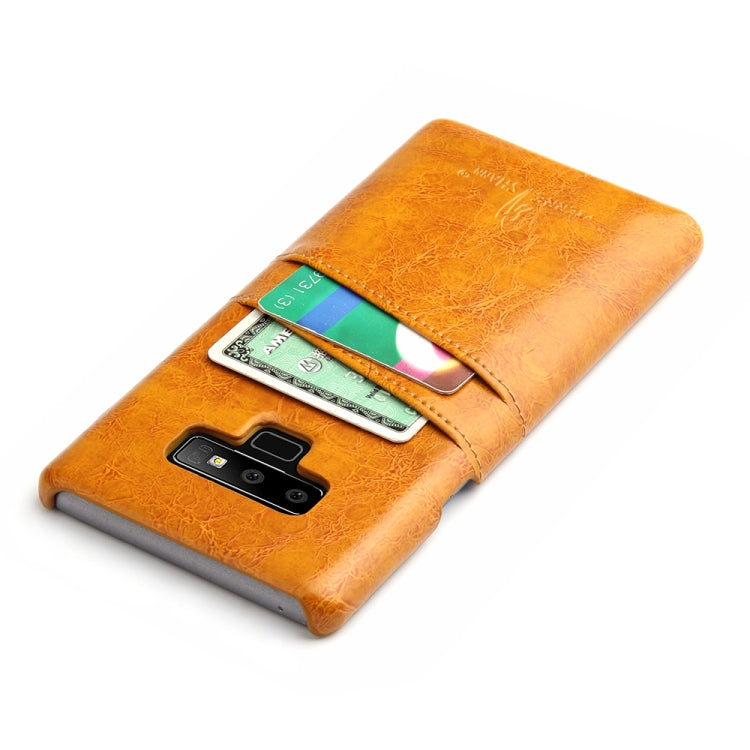 Fierre Shann Retro Oil Wax Texture PU Leather Case for Galaxy Note9, with Card Slots