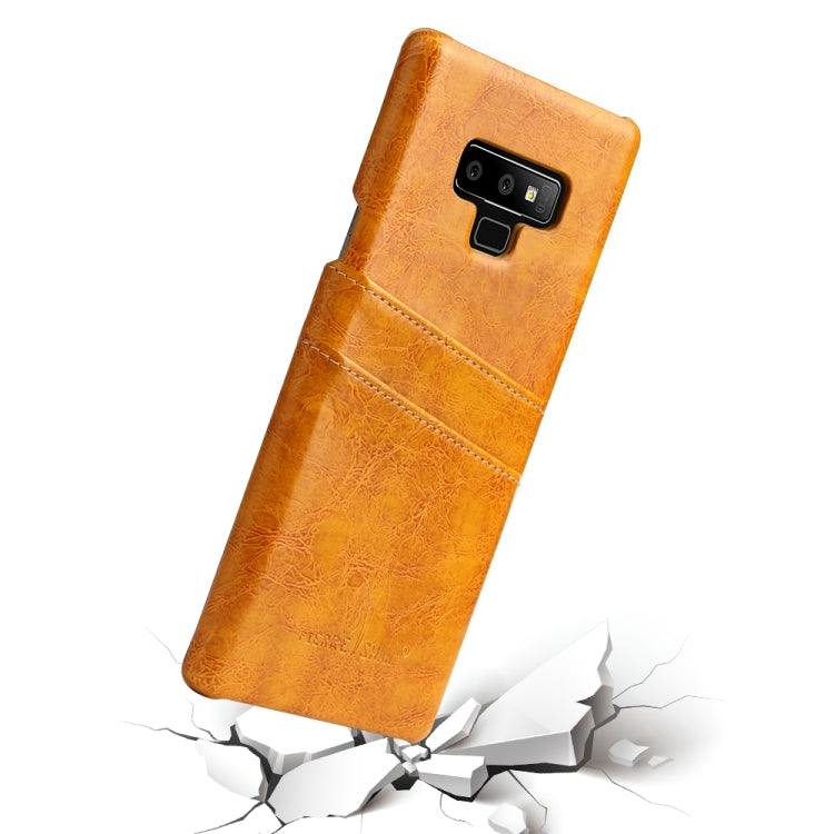 Fierre Shann Retro Oil Wax Texture PU Leather Case for Galaxy Note9, with Card Slots