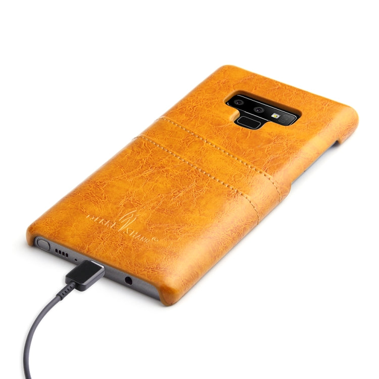 Fierre Shann Retro Oil Wax Texture PU Leather Case for Galaxy Note9, with Card Slots