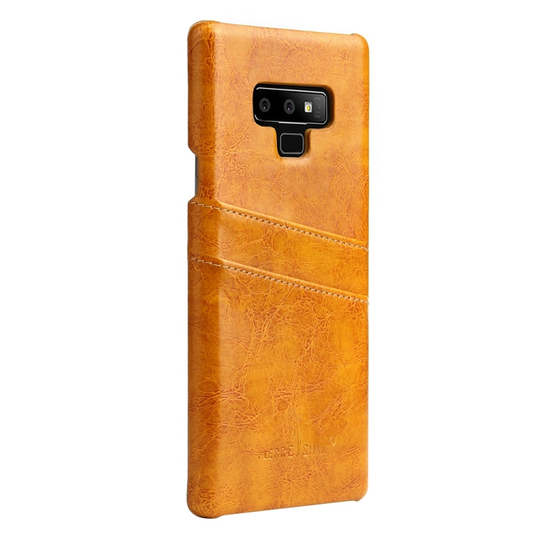Fierre Shann Retro Oil Wax Texture PU Leather Case for Galaxy Note9, with Card Slots