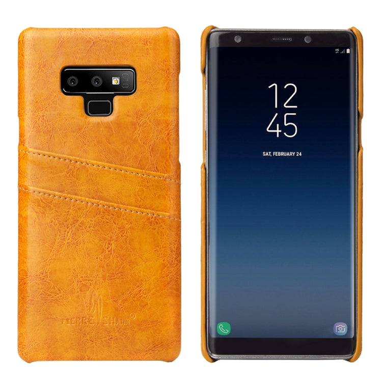 Fierre Shann Retro Oil Wax Texture PU Leather Case for Galaxy Note9, with Card Slots