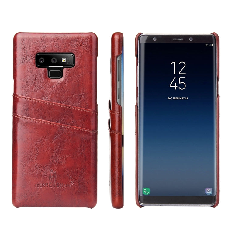 Fierre Shann Retro Oil Wax Texture PU Leather Case for Galaxy Note9, with Card Slots