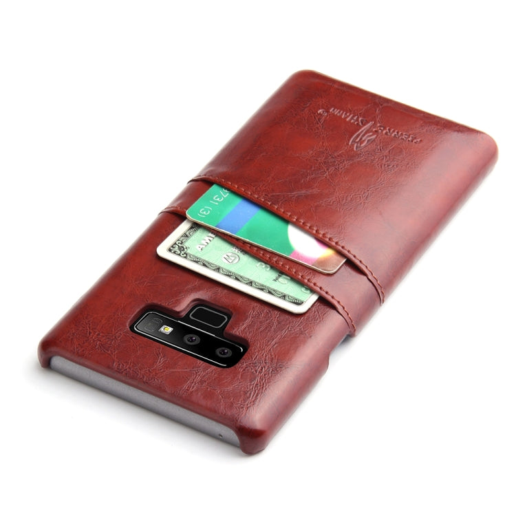 Fierre Shann Retro Oil Wax Texture PU Leather Case for Galaxy Note9, with Card Slots