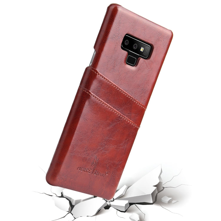 Fierre Shann Retro Oil Wax Texture PU Leather Case for Galaxy Note9, with Card Slots
