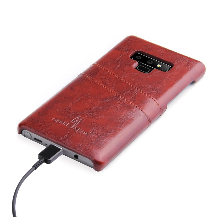 Fierre Shann Retro Oil Wax Texture PU Leather Case for Galaxy Note9, with Card Slots