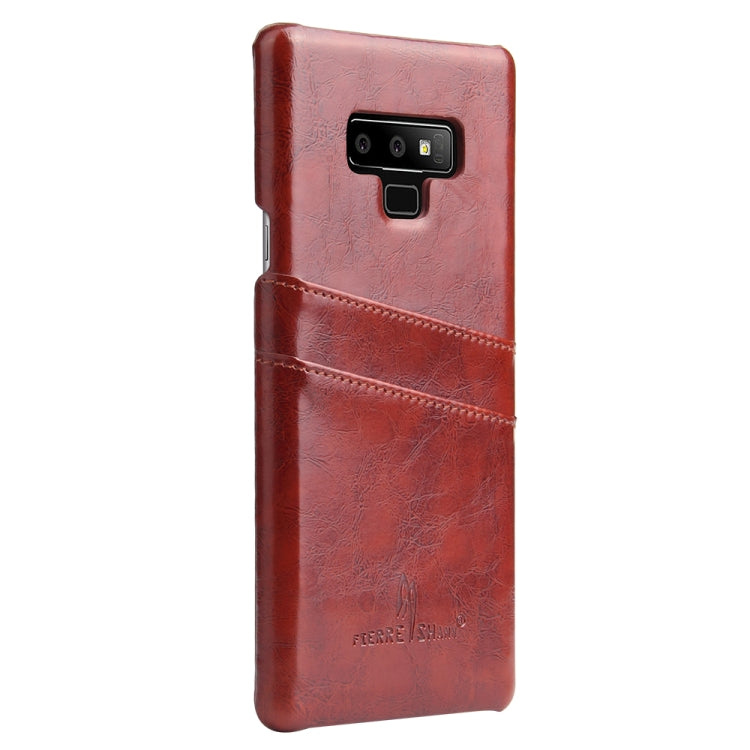 Fierre Shann Retro Oil Wax Texture PU Leather Case for Galaxy Note9, with Card Slots