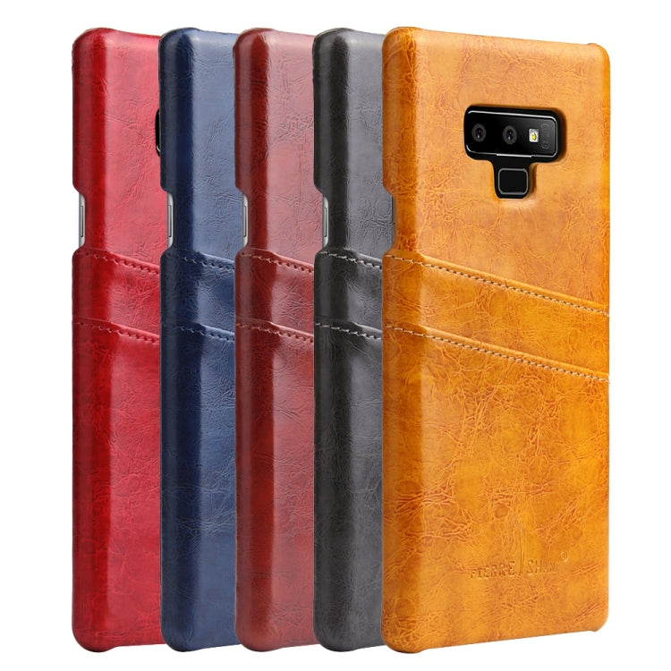 Fierre Shann Retro Oil Wax Texture PU Leather Case for Galaxy Note9, with Card Slots
