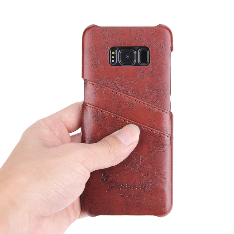 Fierre Shann Retro Oil Wax Texture PU Leather Case for Galaxy S8+ / G9550, with Card Slots