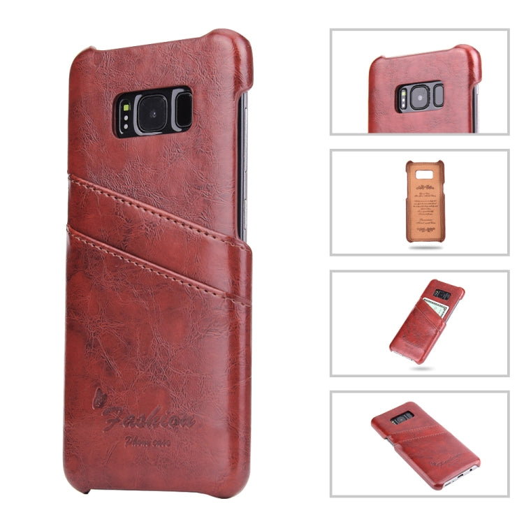 Fierre Shann Retro Oil Wax Texture PU Leather Case for Galaxy S8+ / G9550, with Card Slots