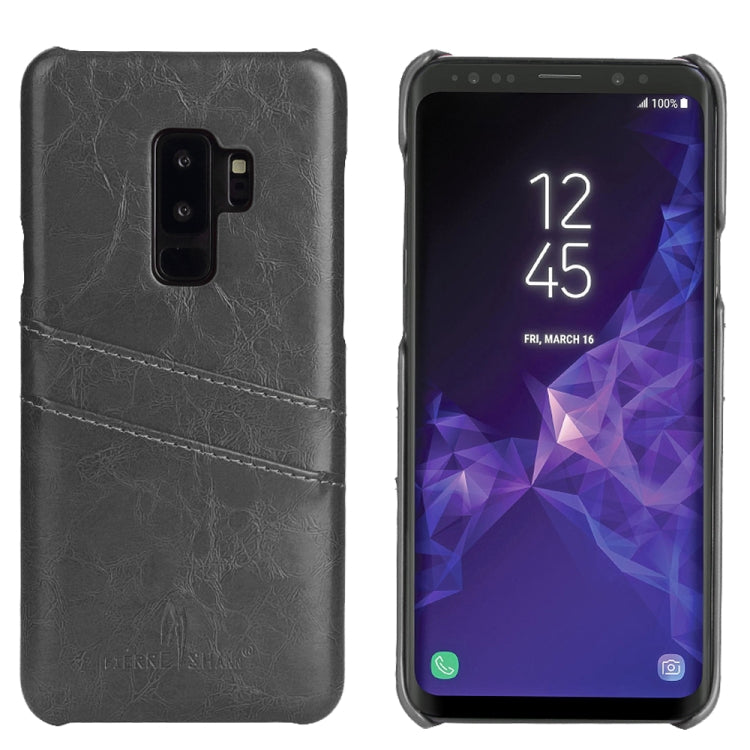 Fierre Shann Retro Oil Wax Texture PU Leather Case for Galaxy S9+, with Card Slots