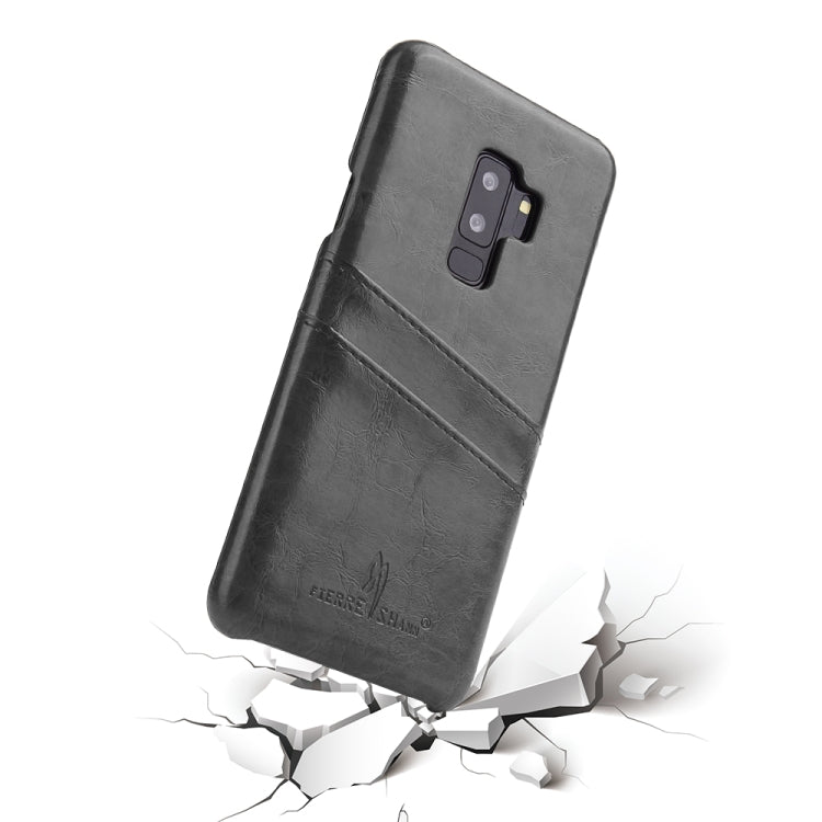 Fierre Shann Retro Oil Wax Texture PU Leather Case for Galaxy S9+, with Card Slots