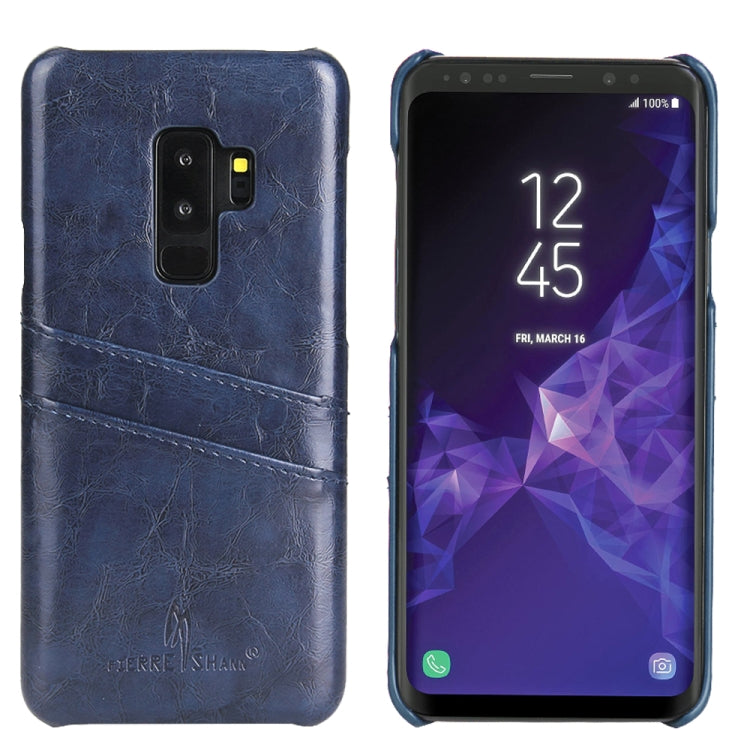 Fierre Shann Retro Oil Wax Texture PU Leather Case for Galaxy S9+, with Card Slots
