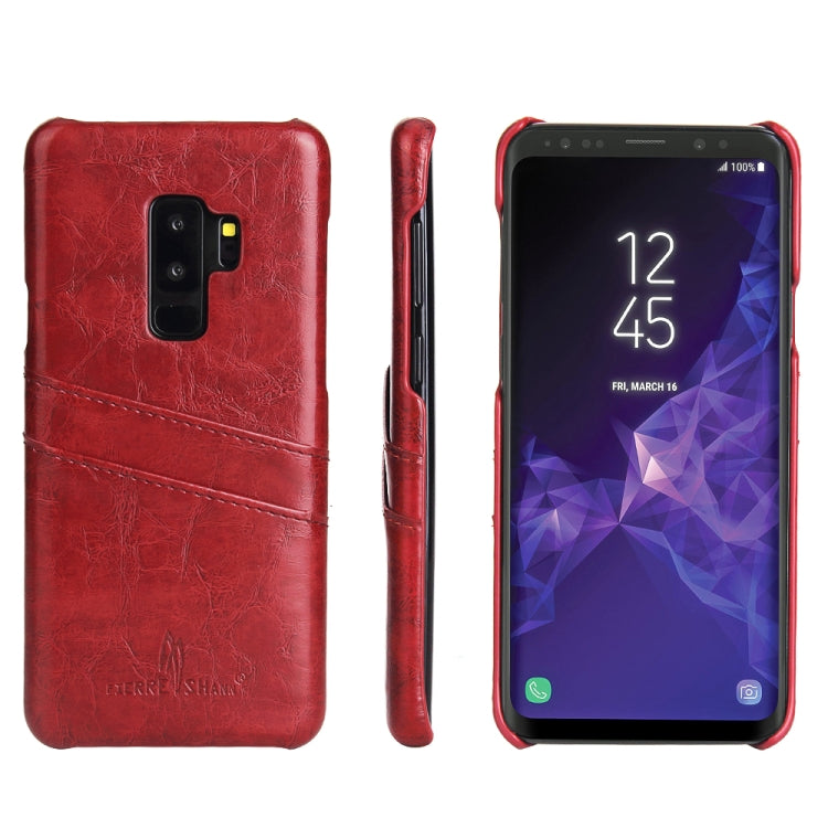 Fierre Shann Retro Oil Wax Texture PU Leather Case for Galaxy S9+, with Card Slots