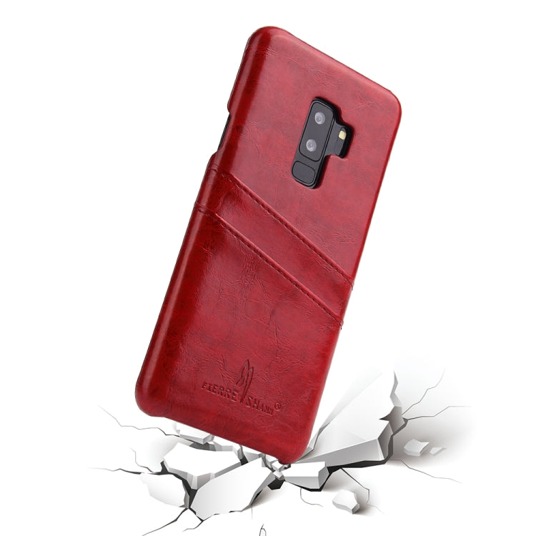 Fierre Shann Retro Oil Wax Texture PU Leather Case for Galaxy S9+, with Card Slots