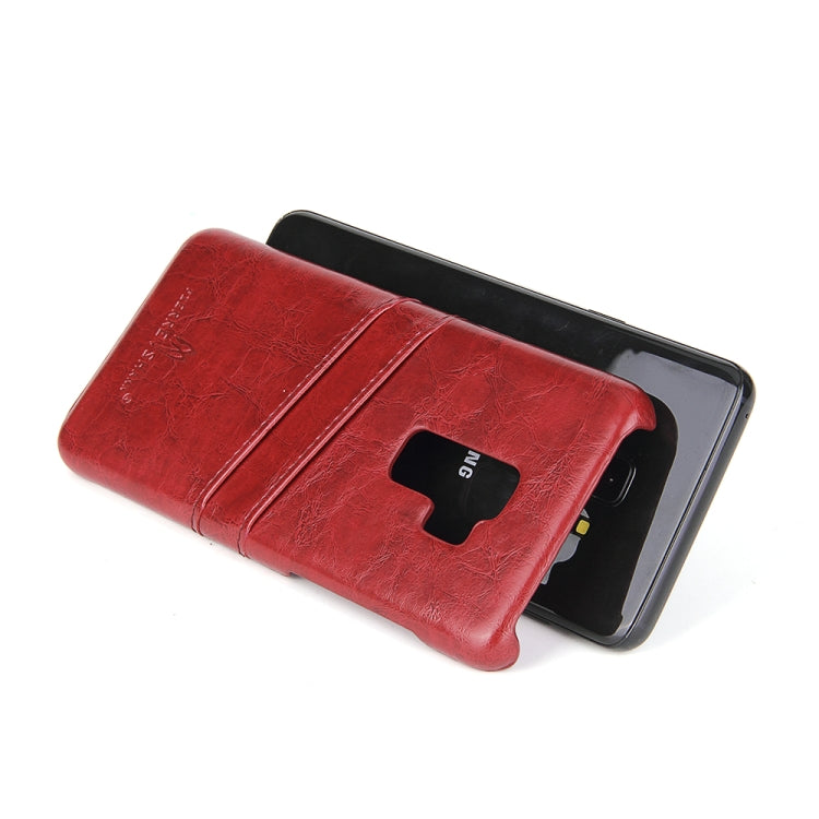Fierre Shann Retro Oil Wax Texture PU Leather Case for Galaxy S9+, with Card Slots