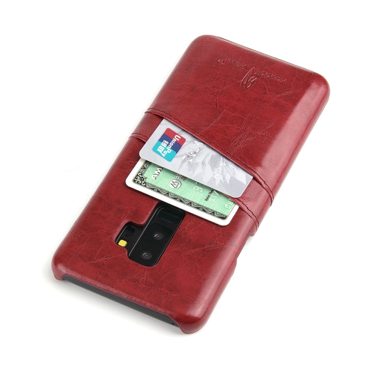 Fierre Shann Retro Oil Wax Texture PU Leather Case for Galaxy S9+, with Card Slots