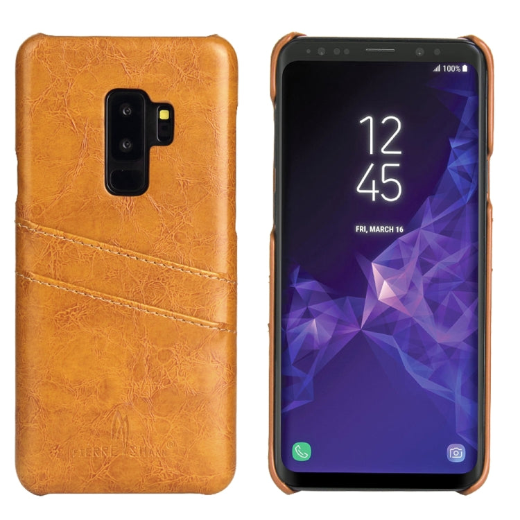 Fierre Shann Retro Oil Wax Texture PU Leather Case for Galaxy S9+, with Card Slots