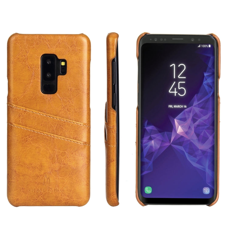 Fierre Shann Retro Oil Wax Texture PU Leather Case for Galaxy S9+, with Card Slots