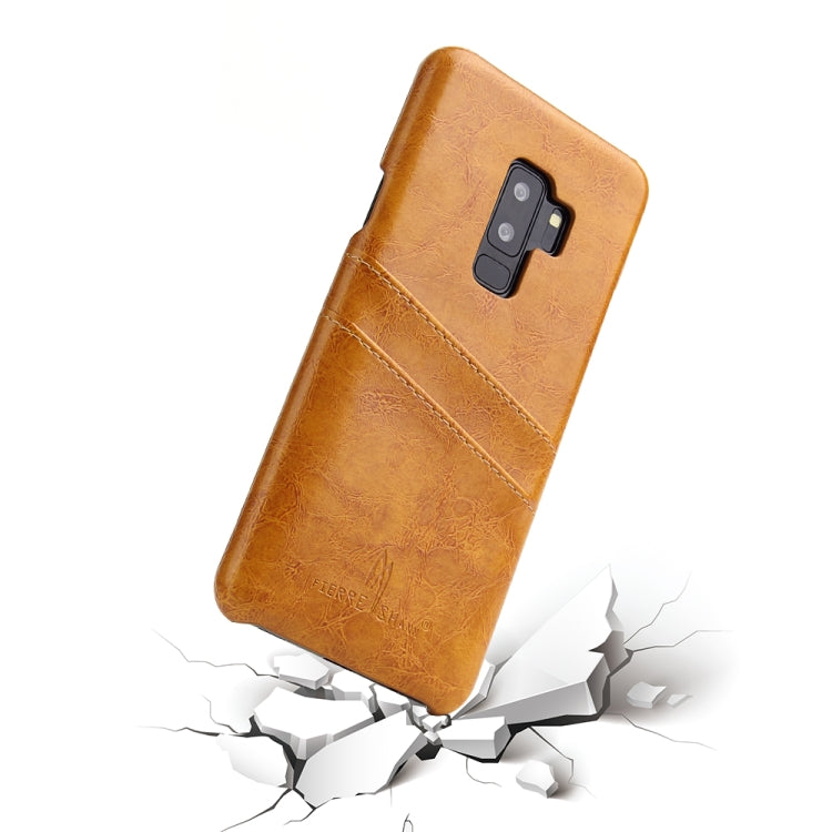 Fierre Shann Retro Oil Wax Texture PU Leather Case for Galaxy S9+, with Card Slots