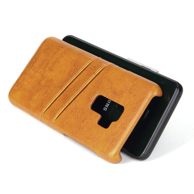 Fierre Shann Retro Oil Wax Texture PU Leather Case for Galaxy S9+, with Card Slots