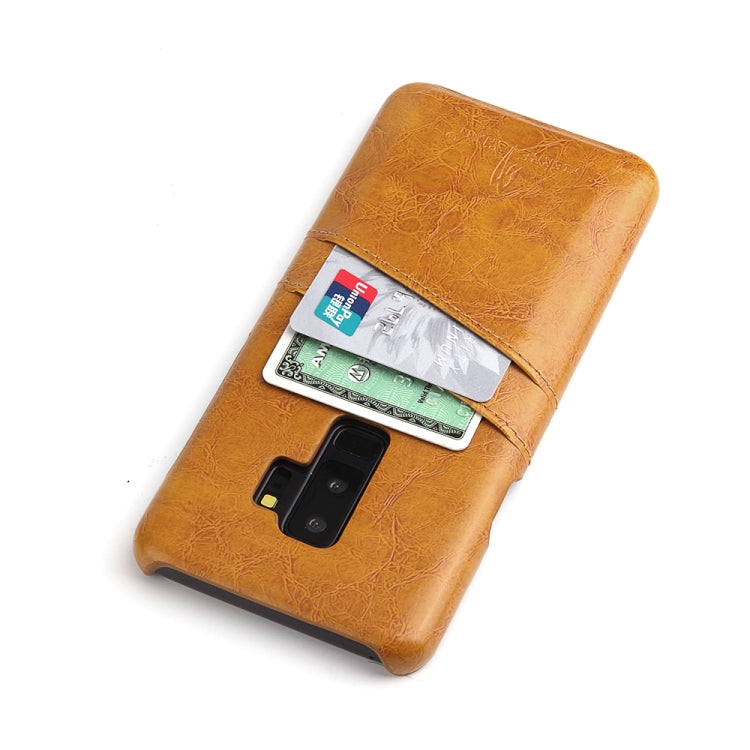 Fierre Shann Retro Oil Wax Texture PU Leather Case for Galaxy S9+, with Card Slots