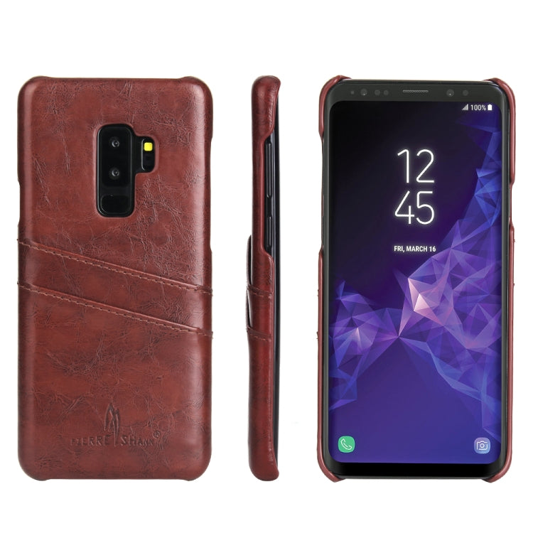 Fierre Shann Retro Oil Wax Texture PU Leather Case for Galaxy S9+, with Card Slots