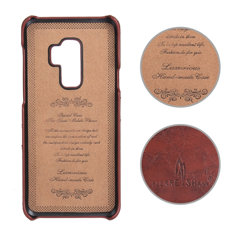 Fierre Shann Retro Oil Wax Texture PU Leather Case for Galaxy S9+, with Card Slots