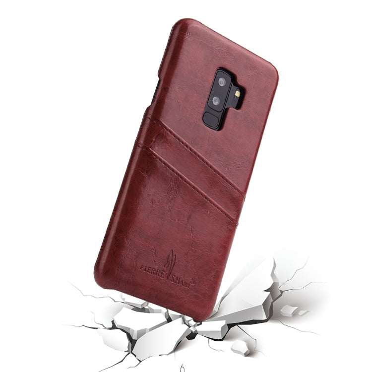 Fierre Shann Retro Oil Wax Texture PU Leather Case for Galaxy S9+, with Card Slots
