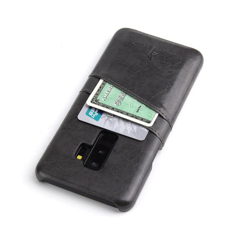 Fierre Shann Retro Oil Wax Texture PU Leather Case for Galaxy S9, with Card Slots