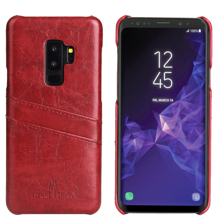 Fierre Shann Retro Oil Wax Texture PU Leather Case for Galaxy S9, with Card Slots