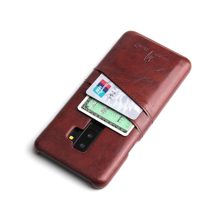 Fierre Shann Retro Oil Wax Texture PU Leather Case for Galaxy S9, with Card Slots