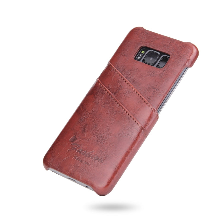 Fierre Shann Retro Oil Wax Texture PU Leather Case for Galaxy S8, with Card Slots
