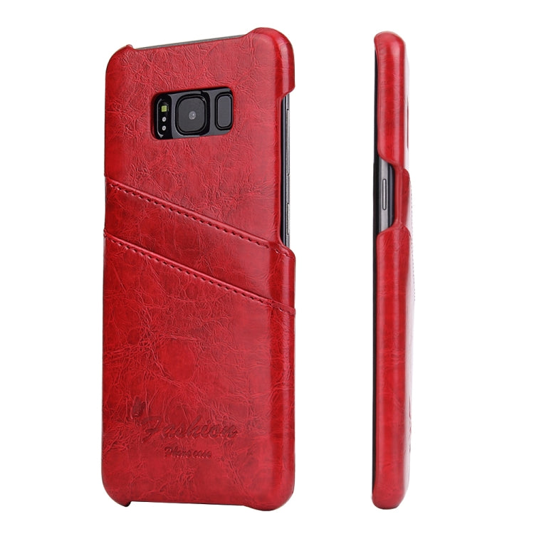 Fierre Shann Retro Oil Wax Texture PU Leather Case for Galaxy S8, with Card Slots