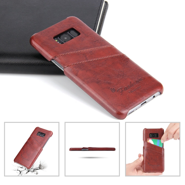 Fierre Shann Retro Oil Wax Texture PU Leather Case for Galaxy S8, with Card Slots